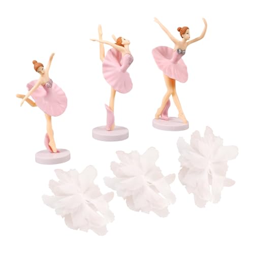 FELTECHELECTR 1 Satz 6 Stk Ballettmädchen-ornamente Party Ballett Tortenaufsatz Dekoration Kleine Ballerinafiguren Hochzeit Mode Spielzeugfigur Thematisiert Encanto Kuchen Rosa Gittergewebe von FELTECHELECTR