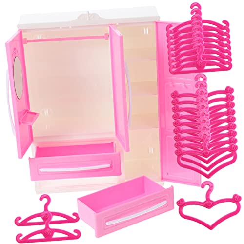 FELTECHELECTR Kunststoff Puppe Kleidung Organizer 21pc Mini Kleiderschrank Mit Kleiderbügel Für Puppen Mädchen Spielzeug von FELTECHELECTR