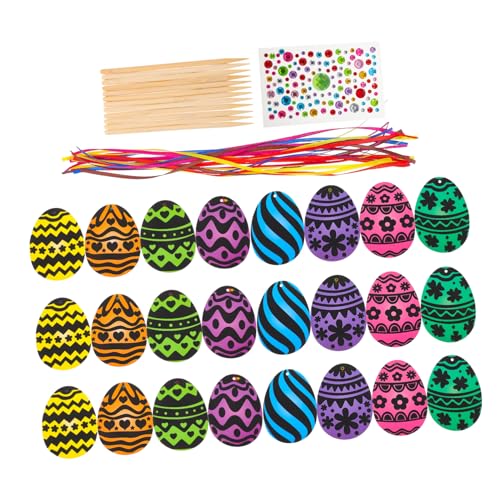 FELTECHELECTR 1 Satz Kratzbemalte Ostereier Kinderversorgung Dekoratives Partyspielzeug Osterkratzer-bastelset Ostergeschenk Eierhandwerk Osterhandwerk Hängendes Kratzbilder Black Papier von FELTECHELECTR