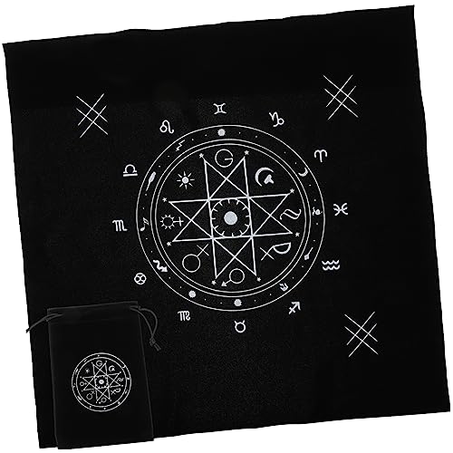 FELTECHELECTR 1 Satz Tarot-Anzug Abs Würfelbeutel Schlüsselanhänger Aufkleber Würfeltasche Bestätigungskarten Tarot-Karten Tarotkarten Für Anfänger Tarot-Matte Walden Hochwertiger Flanell Black von FELTECHELECTR