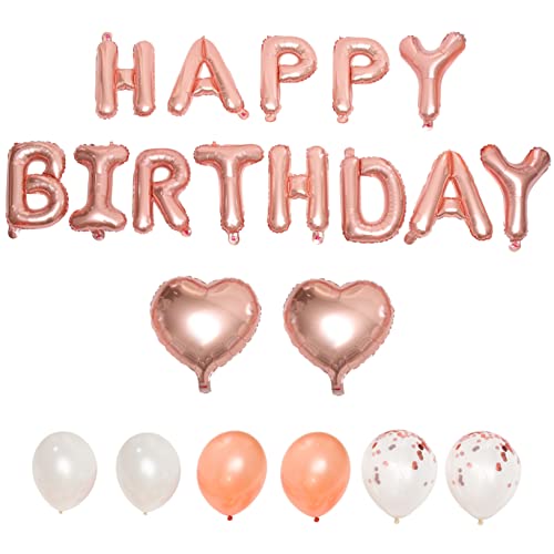 FELTECHELECTR 1 Set Rosegold Happy Birthday Ballons Dekorationsset Für Frauen Folien Und Latexballons Geburtstagsfeier Deko Luftballons Mit Happy Birthday Schriftzug Ideal Für von FELTECHELECTR