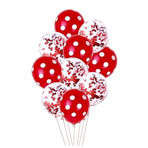 FELTECHELECTR 10 Stück Glänzende Latex Ballons Mit Punkten Rote Deko Ballons Für Festlichkeiten Party Hochzeit 5 Stück Mit Rotem Glänzendem Muster 5 Stück Mit Rotem Punktmuster von FELTECHELECTR