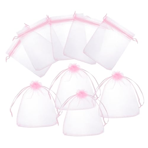 FELTECHELECTR 100St Geschenktüte zur Taufe Taschen bevorzugen Organza-Bonbontüten Organzabeutel mit Kordelzug aufbewahrungssack aufbewahrungstüten kleine Geschenktüten Mini-Geschenktüten Rosa von FELTECHELECTR