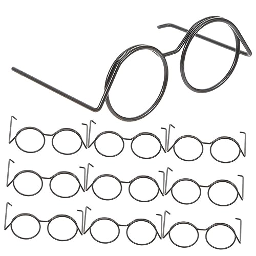 FELTECHELECTR Puppenbrille Miniatur Puppenbrillen Metallische Runde Rahmenlose Brillen Für Puppen Und DIY Projekte Klassisches Zubehör Für Puppenhaus Und Bastelarbeiten Puppen Brille von FELTECHELECTR