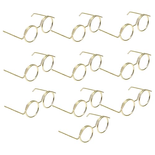 FELTECHELECTR 10St Puppenbrille Puppenzubehör Miniatur-Brille Kreisbrille Mini-Sonnenbrille für Puppen Kinder ferngläser kinderferngläser Puppe Sonnenbrille dekorative Glasdekore Metall Golden von FELTECHELECTR