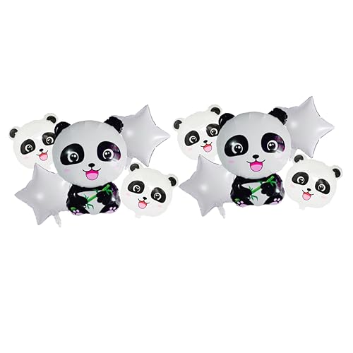 FELTECHELECTR Panda Folienballon Set Kreative Cartoon Luftballons Sternballons Panda Köpfe Sitzende Pandas Perfekte Deko Für Kindergeburtstage Und von FELTECHELECTR