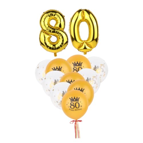 FELTECHELECTR 12er Set Goldene Nummer 80 Luftballons Mit Konfetti Folienballons Und Latexballons Für Geburtstagsfeiern Und Partys Dekorationen Für Besondere Anlässe von FELTECHELECTR