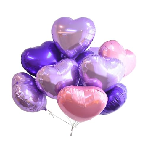 FELTECHELECTR 12 Stück Herzförmige Folienballons Set 18 Zoll Rosa Und Helllila Ideal Für Valentinstag Hochzeit Jahrestag Und Verlobungsfeier Romantische Partydekoration von FELTECHELECTR