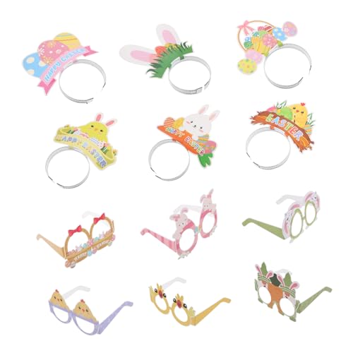 FELTECHELECTR 12St Ostern Stirnband igelkostümkinder ostern lustige brillen partyzubehör 0stergeschenke Osterhasenbrille Ostergläser Partybrillen für Kinder Papierstirnband und Brille von FELTECHELECTR