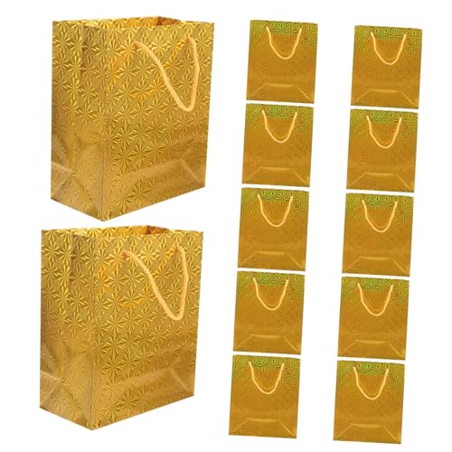 FELTECHELECTR 12St Papiertüte überraschungstüte überraschung geschenksack Taschen Kekstüten geschenktüten weihnachten handgehaltene Geschenkverpackungsbeutel große Geschenktüte Golden von FELTECHELECTR