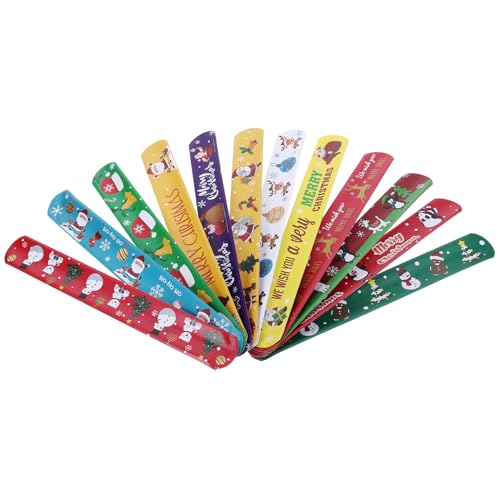 FELTECHELECTR 12st Cartoon-slap-armbänder Weihnachtsarmband Weihnachtsschnapparmband Weihnachtsschnapparmbänder Weihnachts-slap-armbänder Party-slap-armbänder Weihnachtsarmbänder Schlagringe Pvc von FELTECHELECTR