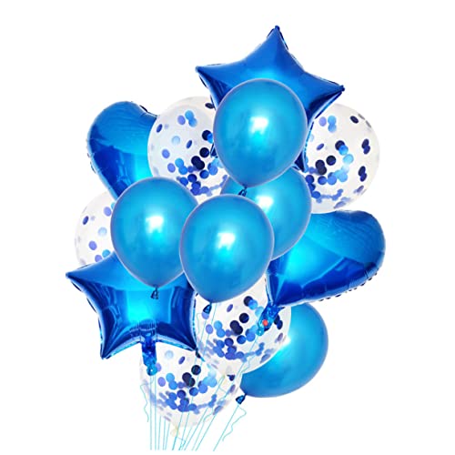 FELTECHELECTR 14 Stück Luftballons Aus Aluminiumfolie Und Dekorative Partyballons Blau Herzform Pentagrammform Perlmutt Latexballon von FELTECHELECTR