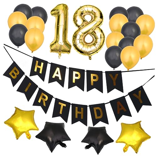 FELTECHELECTR Luftballons Zum 18. Geburtstag 101 6 Cm Riesiges Happy Birthday-banner-set Pentagramm-design von FELTECHELECTR