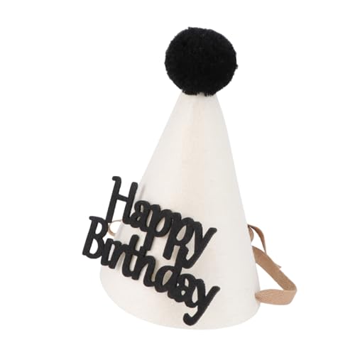 FELTECHELECTR 1Stk Geburtstagshut Bommel-Geburtstagsmütze Alles zum Geburtstag Dekorationen süßes merksam partyhütchen Geburtstag Hutschmuck Geburtstagsparty-Requisite Filzstoff Weiß von FELTECHELECTR