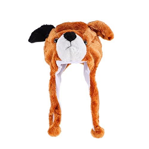 FELTECHELECTR 1Stk Kuscheltier Hut warme Mütze kleinkind tiere hüte ostern tierhüte Plüschtiermütze kindermütze kinder kappe lustiger Partyhut Party-Kopfschmuck Plüsch und pp Baumwolle Brown von FELTECHELECTR