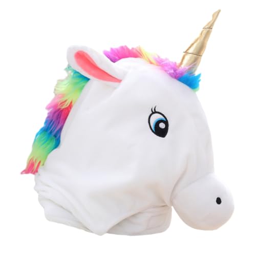 FELTECHELECTR 1stk Einhorn-kopfbedeckung Neuheit Halloween-hut Plüschfigur Spielzeug Einhorn Charakter Hut Einhorn-stirnband-kappe Weihnachtskostüm Plüschmütze Weiß Plüsch Und Pp Baumwolle von FELTECHELECTR