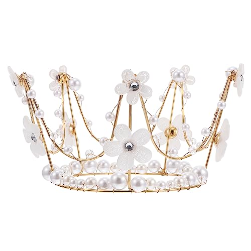 FELTECHELECTR 1stk Kronenkuchen Dekorieren Kopfbedeckung Geburtstag Scheinwerfer Tiara Hochzeit Gold Dekoration Kopfschmuck Für Die Braut Sarg-süßigkeitsform Perle Kuchenverzierung Plastik von FELTECHELECTR