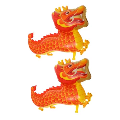 FELTECHELECTR 2 Stück Ballon Chinesischer Drache Dekor Neujahr Partyzubehör Neujahr Party Dekor Party Requisiten Neuer Party Hintergrund Aluminiumfolie Rot von FELTECHELECTR