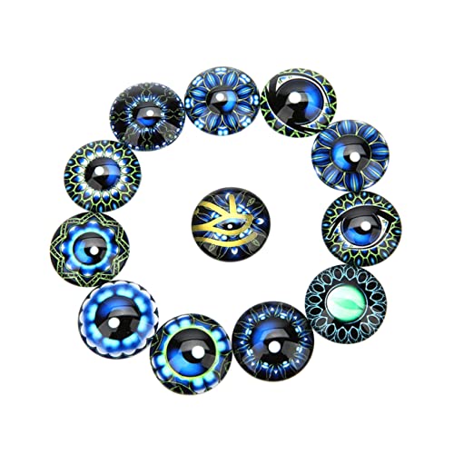 FELTECHELECTR 20St Schmuckaufnäher DIY Glasflicken Flecken runder Cabochon aus Glas Edelsteine ​​Glasaufkleber Schmuckmaterial selber Machen Blue von FELTECHELECTR