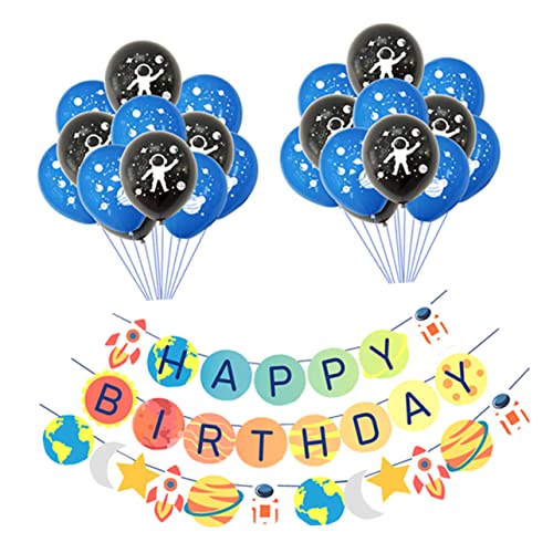 FELTECHELECTR 1 Set/Geburtstagsfeier Ballons Und Banner Dekorationsset Für Kindergeburtstag Mit 10 Blauen Und 10 Schwarzen Luftballons Sowie Einem Geburtstagsbanner von FELTECHELECTR