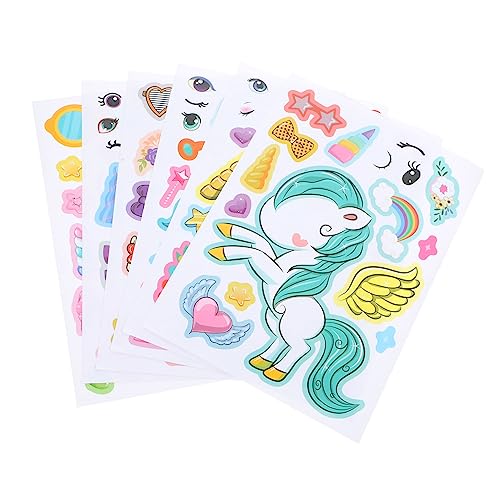 FELTECHELECTR 24 Blätter Einhorn-Puzzleaufkleber Cute Sticker süße Sticker Lustig Aufkleber DIY Aufkleber Einhorn-Aufkleber zum Selbermachen Aufkleber zum Thema Einhorn zum Selbermachen Papier von FELTECHELECTR