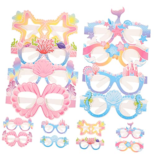 FELTECHELECTR 24St Meerjungfrau Papiergläser Requisiten für Meerjungfrauen-Fotoautomaten dekorative Papiergläser Party-3D-Brille Sonnenbrille Fotogeschenke Kinderbrillen aus Papier Partybrille von FELTECHELECTR