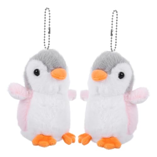 FELTECHELECTR 2st Pinguin-puppe-anhänger Schlüsselanhänger Pom Spielzeug Kette Pinguin-gastgeschenke Schlüsselhalter Rucksack-tiere-anhänger Pinguin Stofftier Schild Beutel Hamster Plüsch Rosa von FELTECHELECTR