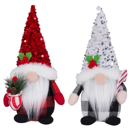 FELTECHELECTR Plüsch-GNOME-Weihnachtspuppen 2-teiliges Weihnachts-GNOME-Dekoration für Party-Mittelstücke von FELTECHELECTR