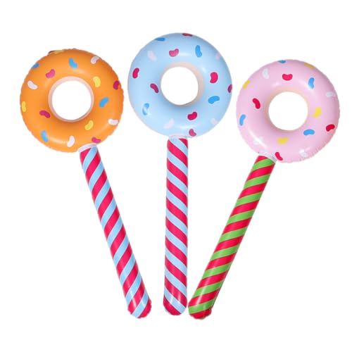 FELTECHELECTR Aufblasbare Donut-Spielzeuge PVC-Lutscher für Geburtstagsfeiern dekorative Ornamente für Jungen und Mädchen 3er-Pack von FELTECHELECTR