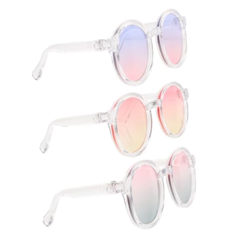 FELTECHELECTR 3st 6 Punkte Puppenbrille Brillen Zum Anziehen Der Puppe Klare Gläser Puppe Sonnenbrille Puppe Verkleidet Brille -Puppen Bunte Sonnenbrille Sonnenbrillen Plastik von FELTECHELECTR