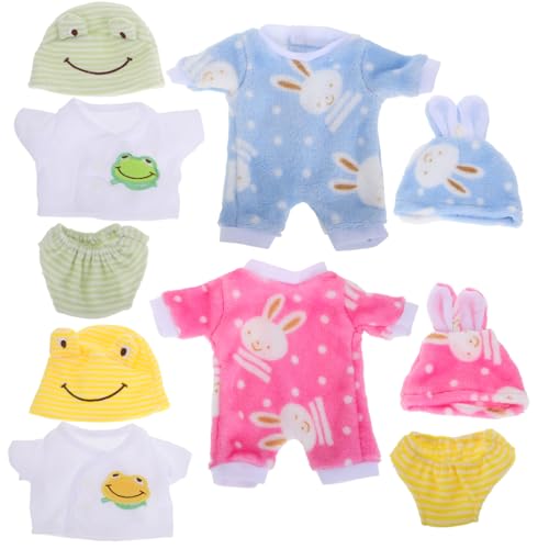 FELTECHELECTR 4 Sätze Puppen-Strampler Mädchen-kinderkleidung Babypuppen-hasenkleidung Wiedergeborene Kleidung Realistische Wiedergeborene Babypuppen Kleidung Kinder Mädchen Bjd-Puppen Polyester von FELTECHELECTR