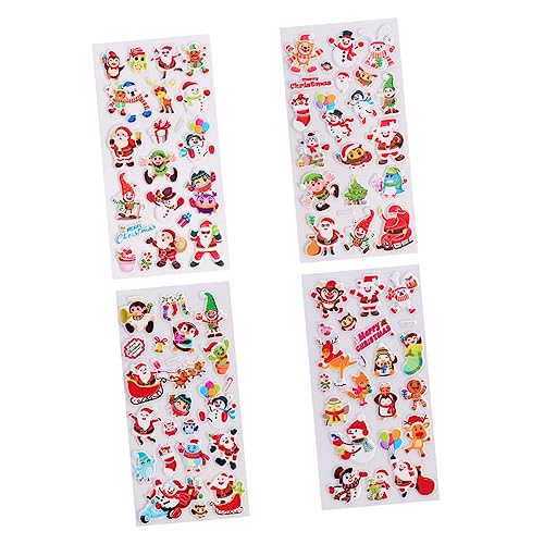 FELTECHELECTR 4 Stück 3D-Stereo-Weihnachtsblasen-Aufkleber 3D-Puffy-Sticker für Kinder Wandtattoo Kinder Aufkleber Kinder Stickers for geschwollene 3D-Aufkleber Kinder Aufkleber Schaum von FELTECHELECTR