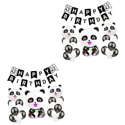 FELTECHELECTR 48 Stück Geburtstagsdekoration Happy Birthday Ballons Panda Dekor Happy Birthday Ballon Panda Ballon Girlande Ballon Party Ballon Dekor Aluminiumfolie Ballon Banner Geburtstag von FELTECHELECTR