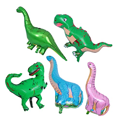 FELTECHELECTR 5 Stück Dinosaurier Mylar Folienballons Bunte Cartoon Ballons Für Kindergeburtstag Und Dinosaurier Themenparty Perfekt Für Dekoration Und Partyzubehör von FELTECHELECTR