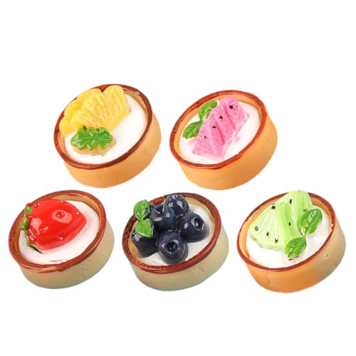 FELTECHELECTR 5 Stücke Mini Obst Kuchen Modelle Künstliche Cupcake Dekorationen Realistische Gefälschte Kuchen Für Shop Home Decor von FELTECHELECTR