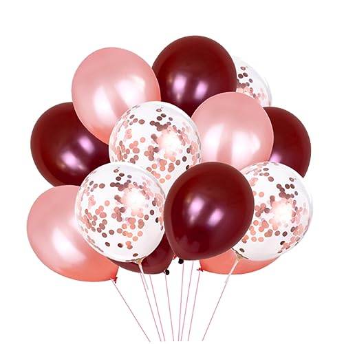 FELTECHELECTR 50 Stück 12 Zoll Latexballons Für Hochzeit Und Geburtstag 20 Weinrote 20 Roségoldene Und 10 Roségoldene Konfetti Luftballons Zur Feierdekoration Und Partyzubehör von FELTECHELECTR