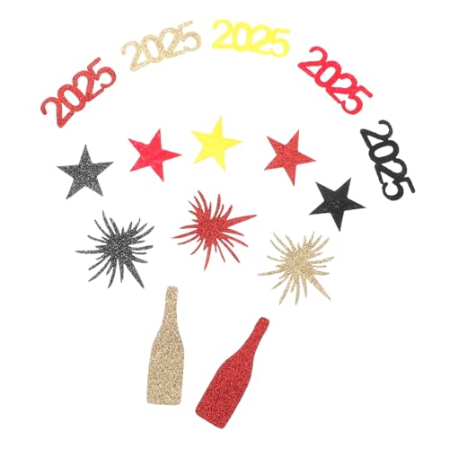 FELTECHELECTR 50 Stück 2025 Partydekoration des Neuen Jahres Neujahrsparty-briefkonfetti Partyzubehör Für EIN Glückliches Jahr Silvester Dekorationen Frohes Neues Jahr Tischdecken Gefühlt von FELTECHELECTR