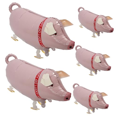 FELTECHELECTR 5St Ballon Spielzeug Schweine prallen Mini-Enten Tiere Lamm toys kinderknallzeug balons balongas children toys Party-Requisite Spiele für Geburtstagsfeiern Aluminiumfolie Rosa von FELTECHELECTR