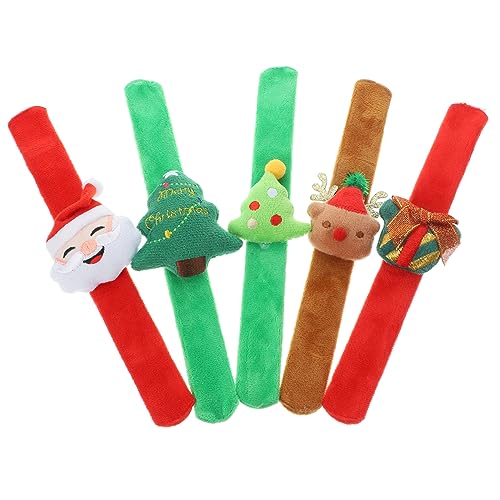 FELTECHELECTR 5St weihnachtsgeschenke weihnachtsmotiv die weihnachtshexe santas weihnachtliche Schlagarmbänder Weihnachts-Slap-Armbänder Weihnachtsfeier Armbänder Slap-Armband Weihnachten Plüsch von FELTECHELECTR