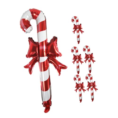 FELTECHELECTR 6 Stück Aluminiumfolie Weihnachten Aufblasbare Süßigkeiten Aluminiumfolie Weihnachtsfolienballon Ornament Aufblasbare Zuckerstangen Aufblasbare Zuckerstangen Ornamente von FELTECHELECTR