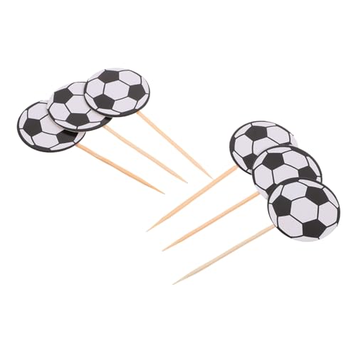 FELTECHELECTR 60 Stück Fußball Kucheneinsätze Cupcake Dekorationen Partyzubehör Sport Cupcake Topper Geburtstagskuchendekorationen Party Cupcake Dekoration Party Cupcake Topper von FELTECHELECTR