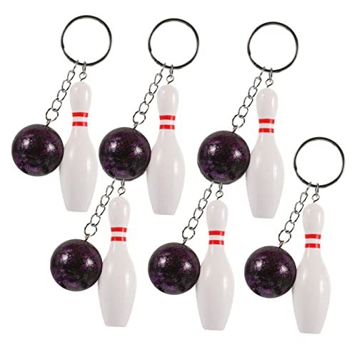 FELTECHELECTR 6St Bowling-Schlüsselanhänger Schlüsselbund Bowlingkugel und auto schlüsselanhänger Mini-Geldbörse schlüsselkette Preise für den Schulkarneval Geldbeutel-Anhänger PVC Violett von FELTECHELECTR