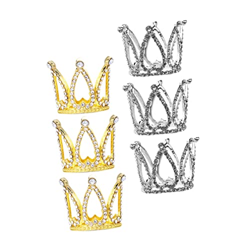 FELTECHELECTR Tortenstecker 6st Kronenkuchen Dekorieren Strass Kuchen Kuchenkrone Tiara- Für Kuchen Goldene Tiara Hochzeitsdeko Cake Decoration for Party-kuchen- Partytorte Schmücken Metall von FELTECHELECTR