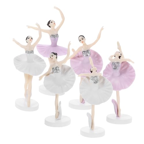 FELTECHELECTR 6st Tanz Ballett Mädchen Dekorationen Balletttänzerin Kuchendeckel Rosa Ballettröckchen Ballettmädchen Statuen Feenkuchendeckel Ballerina-figuren Für Mädchen Plastik von FELTECHELECTR