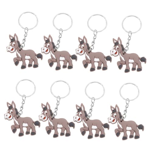 FELTECHELECTR 8st Esel Schlüsselanhänger Geburtstags-tier-gastgeschenk Simulation Esel Charms Schlüsselanhänger Cartoon-schlüsselanhänger Esel-hängeornamente Esel-hängeanhänger Brown Pvc von FELTECHELECTR