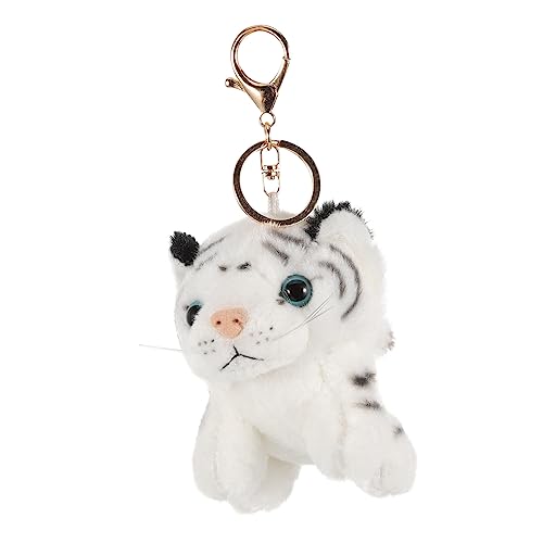 FELTECHELECTR Plüsch Schlüsselanhänger Tiger-Taschenanhänger Schlüsselanhänger mit Zootieren Mini schlüsselanhänger tier Tierischer Schlüsselanhänger Taschenzubehör kawaii Schlüsselanhänger Weiß von FELTECHELECTR