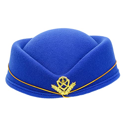 FELTECHELECTR Airline Stewardess Hut Wollmütze für Uniformen Elegante Cosplay Kappe Flugbegleiter Kostüm Zubehör von FELTECHELECTR