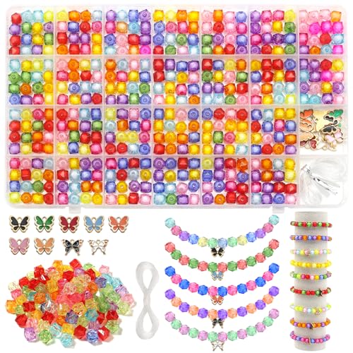 FEMBW Facettierte Glasperlen 416Pcs,Glasperlen Set Für Armband Halskette Schmuck DIY,Kristall Perlen 8mm Größen Loch 2 mm 14 Mischfarben.(colores mezclados) von FEMBW