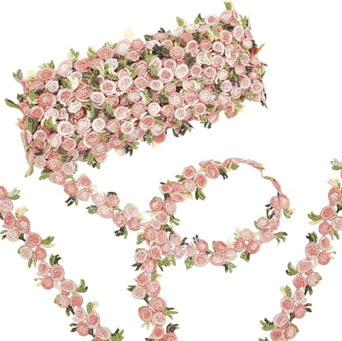 FENGCHUANG 15 Yard 20mm Spitzenborte Blumen, Florale Spitzenborte Blumenband Rosa Dekoband Stickerei Blümchen Zierband für Nähen Handwerk Hochzeit Deko Geschenkbox von FENGCHUANG