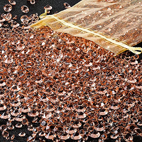 FENGCHUANG 4000 Stück Diamanten Deko Rose Gold, Deko Diamanten für Kinder, Glitzernde Deko Kristallsteine, Glas dekosteine für Hochzeitsdekorationen, Tischaufsätze, Vasenfüller (3 Größen) von FENGCHUANG